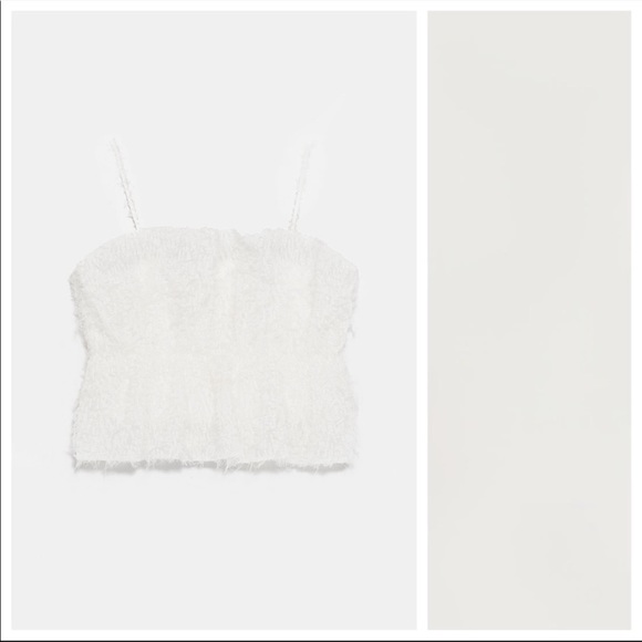 Zara White Textured Crop Top Sleeveless Size small - Picture 6 of 8